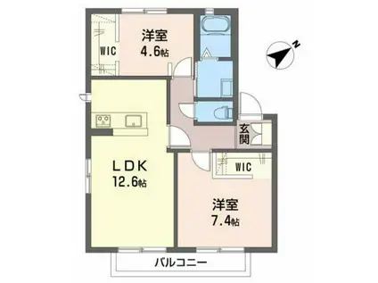ミラベルA棟(2LDK/2階)の間取り写真