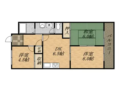 ル・シェール小林(3DK/1階)の間取り写真