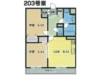 クオリアガーデン千人町(2LDK/2階)の間取り写真