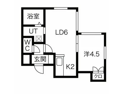 カハラ白石(1LDK/1階)の間取り写真