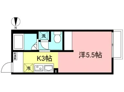 パティオ南平(1K/2階)の間取り写真