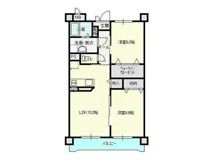 ハッピーフライト(2LDK/3階)の間取り写真