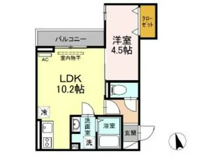 ベイ ブランシェ老松(1LDK/1階)の間取り写真