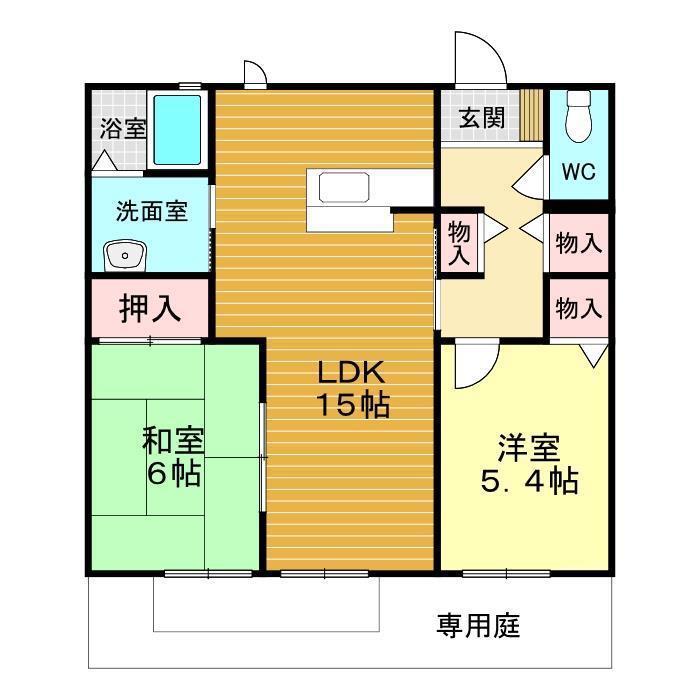 シャーメゾン長府黒門(2LDK/1階)の間取り写真