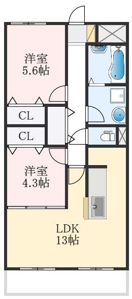 APICE(2LDK/2階)の間取り写真