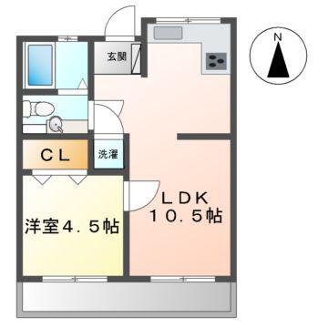 第一秋善ビル(1LDK/2階)の間取り写真