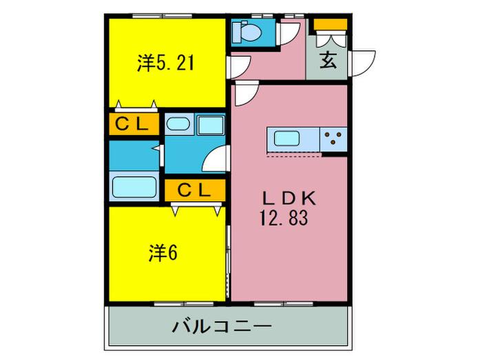 アッツ・コート松原三宅FAMILIAR北館(2LDK/3階)の間取り写真
