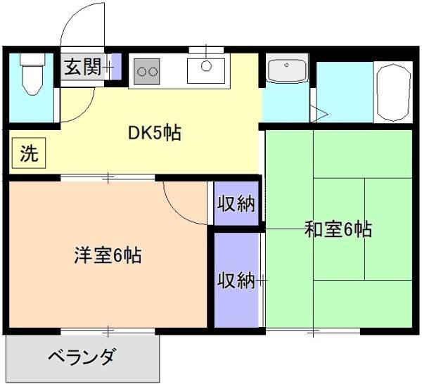 ベルローズ(2DK/2階)の間取り写真