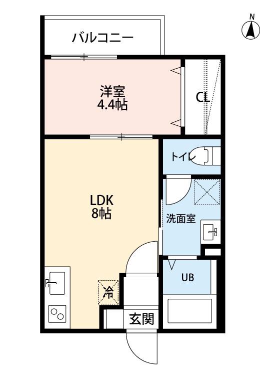 アーバンリゾート京田町(1LDK/2階)の間取り写真