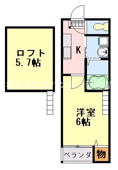 ボヌール蘇我(1K/1階)の間取り写真