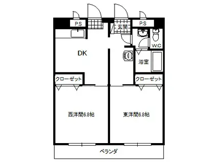 TOYOMI杵築(2DK/1階)の間取り写真