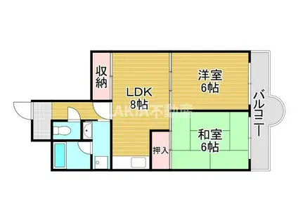 都島北通マンション(2LDK/4階)の間取り写真
