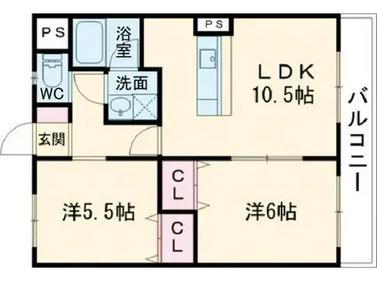 ヴィスタシア(2LDK/2階)の間取り写真
