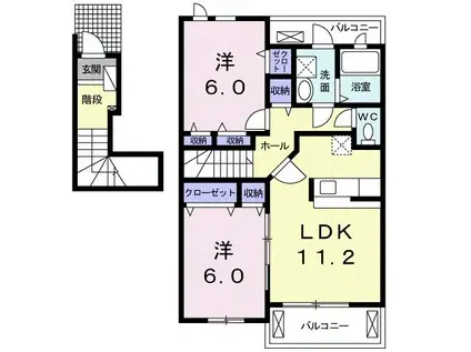 REIZ(2LDK/2階)の間取り写真