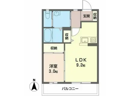 SEGU SOLEADO(1LDK/1階)の間取り写真