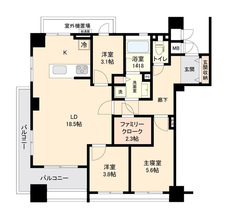 プロスペクト森下(3LDK/1階)の間取り写真