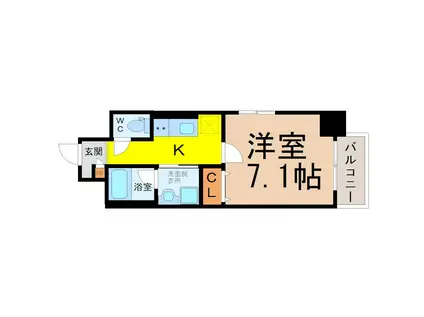 グランディール上前津(1K/4階)の間取り写真