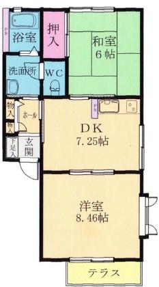 ファミーユ江戸屋敷(2DK/1階)の間取り写真