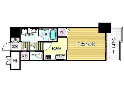 ビエラコート天神橋(1K/13階)の間取り写真