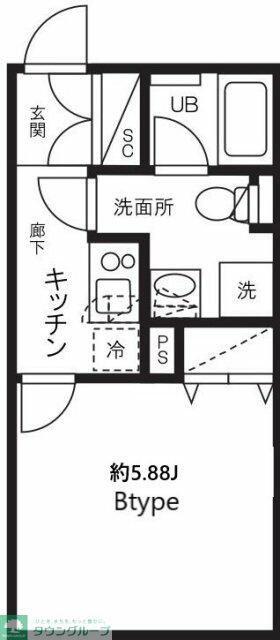 ルーデンス常盤台III(1K/1階)の間取り写真