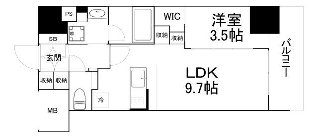 コンフォリア・リヴ北浜淡路町(1LDK/4階)の間取り写真