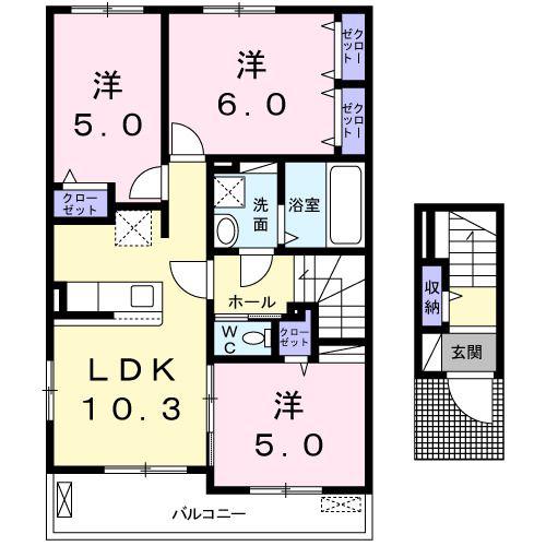 スターブル小和田 III(3LDK/2階)の間取り写真