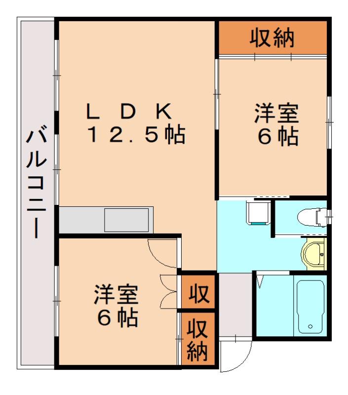 ヴィラナリー中間II 5号棟(2LDK/4階)の間取り写真