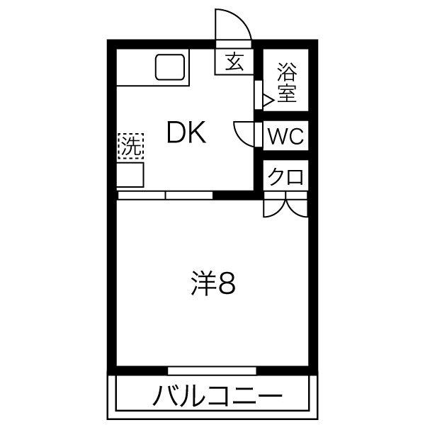 ブルーベリー中倉(1K/2階)の間取り写真