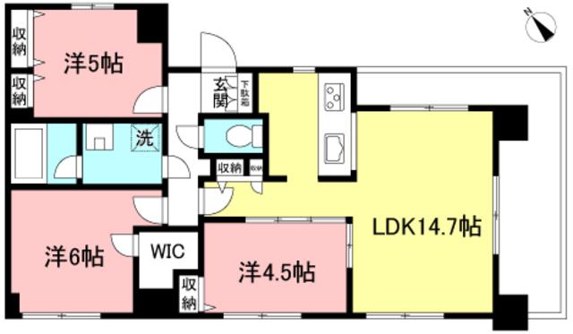 セイガステージ調布(3LDK/4階)の間取り写真