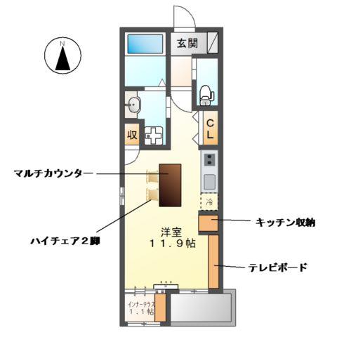 トウリ ルームズ徳川東(ワンルーム/2階)の間取り写真