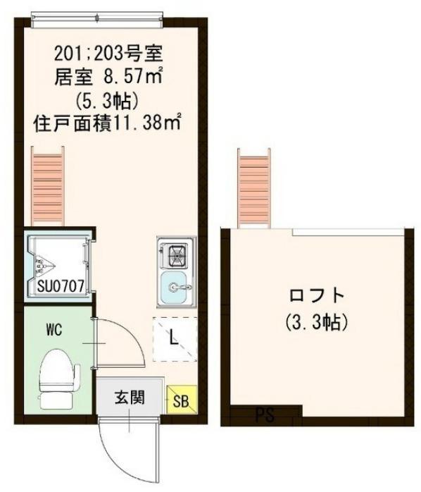 CFハイツ和田(ワンルーム/2階)の間取り写真
