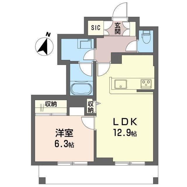 ウイスタリア(1LDK/1階)の間取り写真
