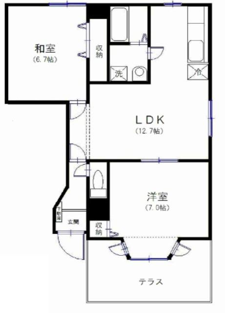 オークガーデン(2LDK/1階)の間取り写真