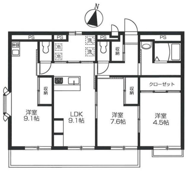 レオパレス潮音(3LDK/2階)の間取り写真
