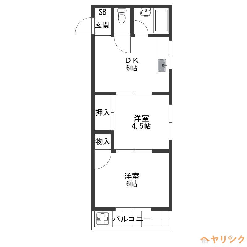 昭栄コーポラス(2DK/3階)の間取り写真