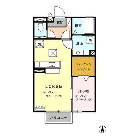 サンパティーク上田原 A/B(1LDK/1階)の間取り写真