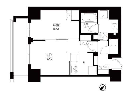 プライマル勝どき(1LDK/2階)の間取り写真