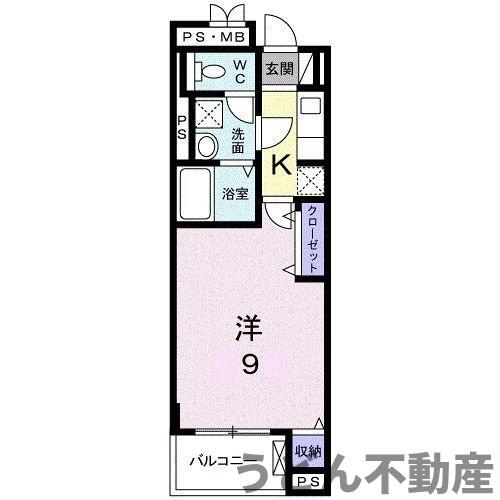 グランソレイユ(1K/3階)の間取り写真