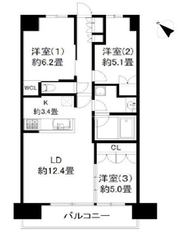 クラッシィハウス京都六地蔵(3LDK/11階)の間取り写真