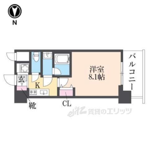 グランカーサ高井田(1K/12階)の間取り写真