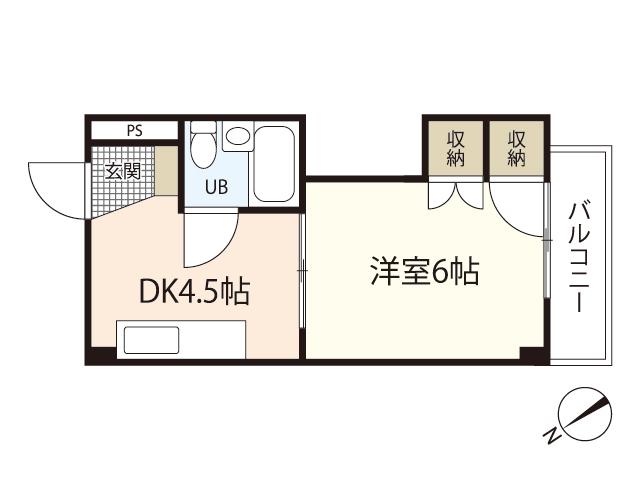 VILLA三篠(1DK/2階)の間取り写真