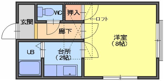グレース小坂II(1K/1階)の間取り写真