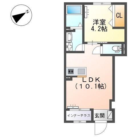 メゾン皆春(1LDK/1階)の間取り写真