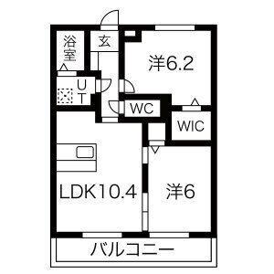 エトワール鳴尾(2LDK/1階)の間取り写真