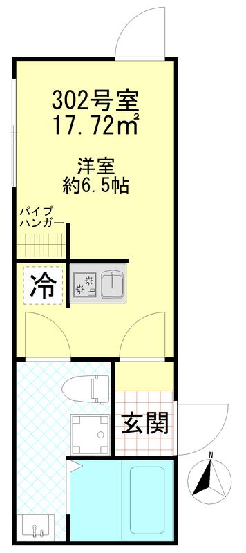 ポタッシュ川崎大師(ワンルーム/3階)の間取り写真