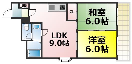 サンプラザ浪速I番館(2LDK/10階)の間取り写真