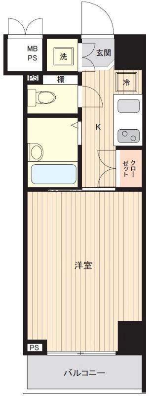ルーブル早稲田(1K/2階)の間取り写真