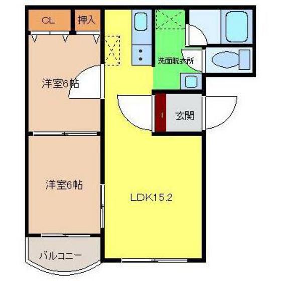 プリム・ローズ2(2LDK/3階)の間取り写真