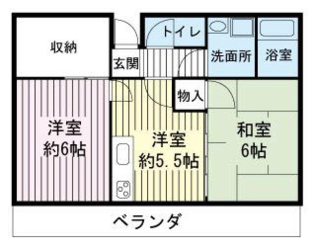 ファランドールエバラ(2SDK/2階)の間取り写真