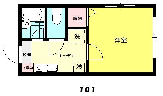 サンパティーク朝霞A(1K/1階)の間取り写真